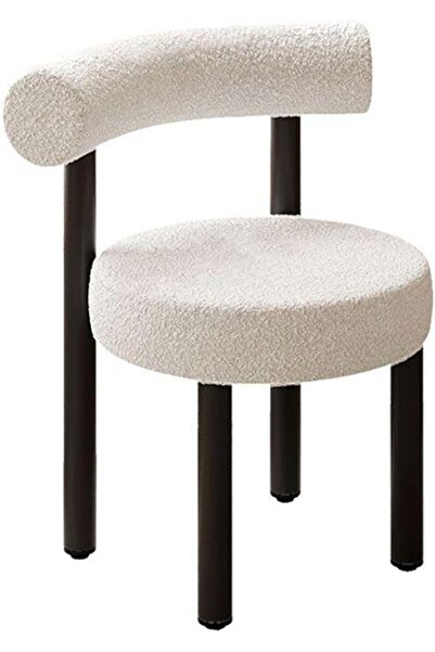 Arabest Lamb Wool Makeup Stool, Cream Style Home Dining Chair, Girls Bedroom ...