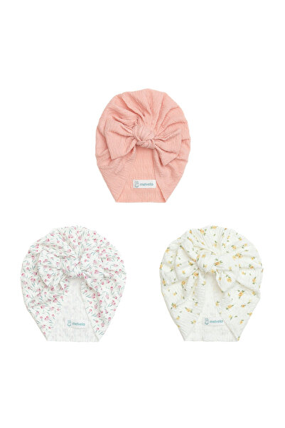 melvelo Pack 3 baby turban with pillowcase, cotton, Melvelo, Dusk - Daisy, Pe...