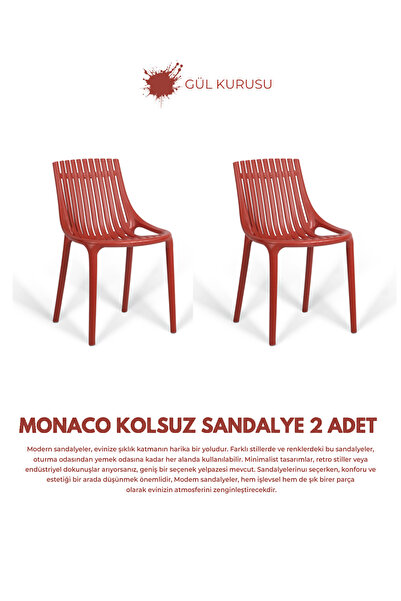 Daim Plastik MONAKO KOLSUZ LÜX CAFE & RESTAURANT SANDALYESİ 2 Li Set