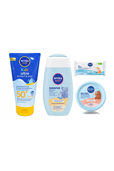 NIVEA Bebek Bakım Seti - Güneş Kremi + Şampuan + Krem + Islak Mendil