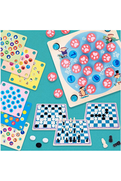 wood toys Joc de memorie 4 în 1 din lemn - Joc Montessori, 3-5 ani