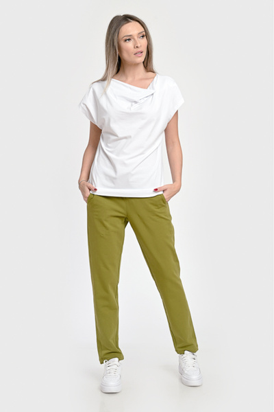 Giorgal White Cotton Blouse Falling Front IRLANDA