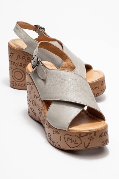 Zeynep Sıradağlı Hardy Women's Genuine Leather Sandals Gray