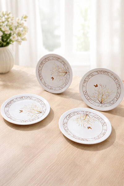 Hilamingo Home 4'lü Seramik Güz Serisi Pasta Tabağı 17 cm