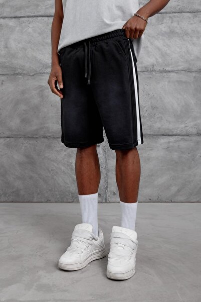 NOMARC Black Shorts with Striped Details
