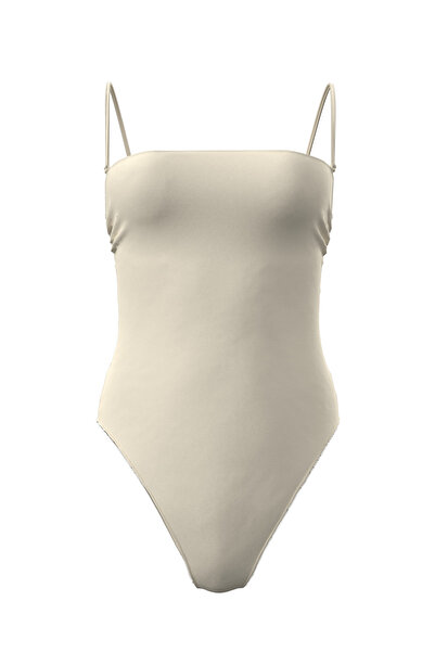 Calvin Klein Women's Strapless Ancient White One-Piece Swimsuit