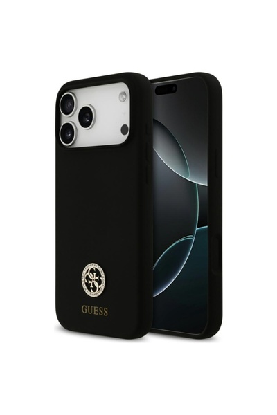 Guess Case for iPhone 17 Pro Max, Silicone Logo Strass 4G, Black