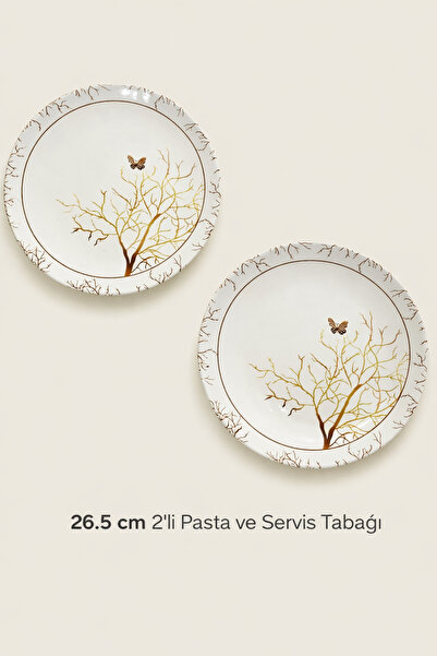 Hilamingo Home 2'li Büyük Boy Güz Serisi Pasta ve Servis Tabağı 26.5 cm