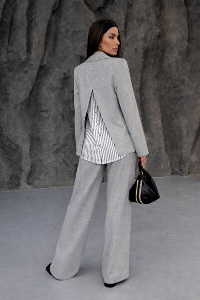 Potenza Women's Blazer Jacket Trousers Suit Casual Fit Wide-Leg Single Button...