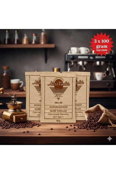 Nuri Toplar Kurukahveci Odun Ateşinde Kavrulmuş Geleneksel Türk Kahvesi 3 x 1...
