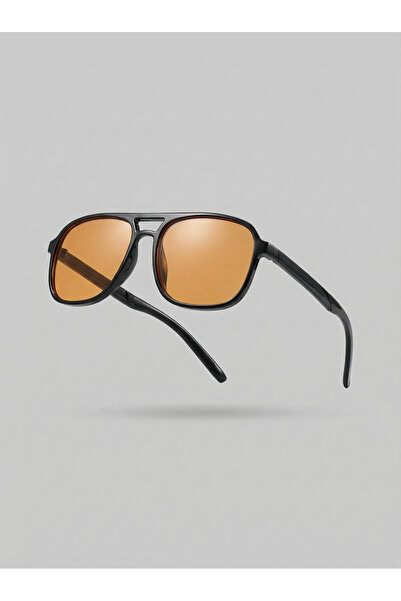 VEGA EYEWEAR Siyah Çerçeveli Turuncu Camlı Güneş Gözlüğü Uv400 Koruma Ultra E...