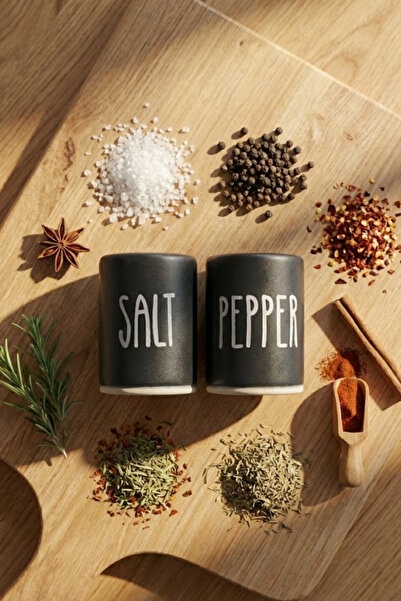 Keramika طقم وعاء ملح وفلفل من السيراميك - طقم من قطعتين، وعاء توابل عصري مكت...