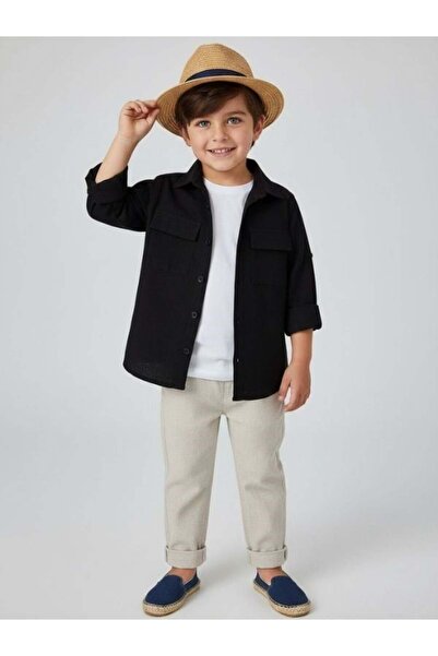 Zekids Μαύρο πουκάμισο για αγόρια Λινό