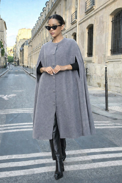 comstar Ženski dnevni bezrukav široki dimljeni Kašmir tkanina pončo