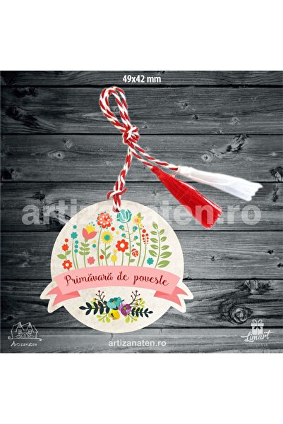 LimArt Round Wooden String Martisor "Spring Fairytale" – 4.90 x 4.20 cm