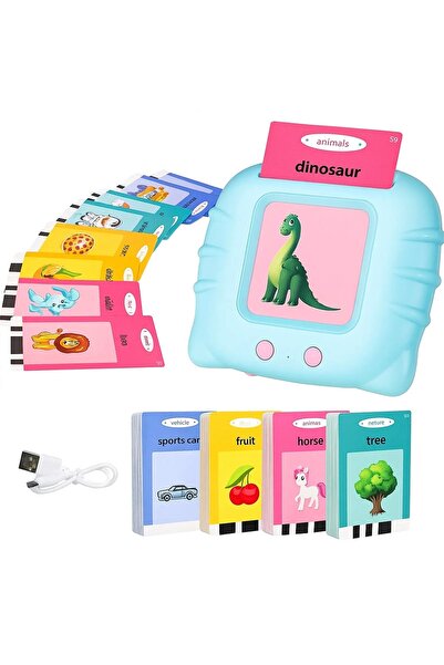 Hurt Образователна играчка за английски език, 112 карти, USB зареждане, синя,...