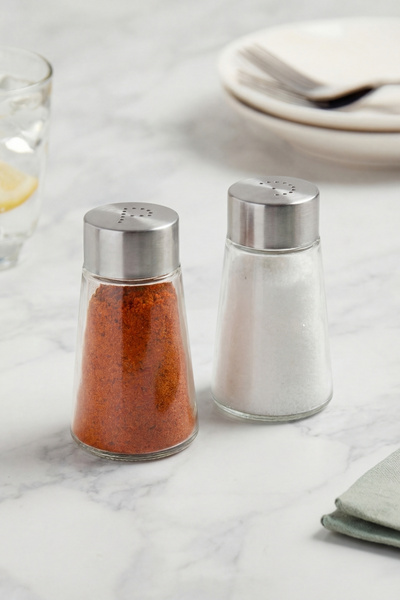 GÖNÜL Cam Tuzluk 100 ml – Paslanmaz Çelik Kapaklı Baharatlık / Tuz Biberlik