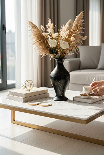 LALEZEN HOME ZER SİYAH SERAMİK DEV VAZO