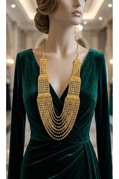 Medine Baazar Kadın Kararmaz Altın Kaplama Pirinç Akıtma Kolye 85-100 cm - Ço...