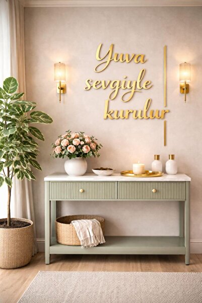 LAZORİAE Yuva Sevgiyle Kurulur – Premium Ahşap & Pleksi 3D Duvar Dekoru 70x50...