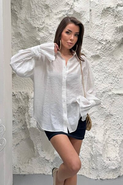 Potenza Women Shirt Oversized Long Flare Sleeve Off Shoulder Button up Shirt