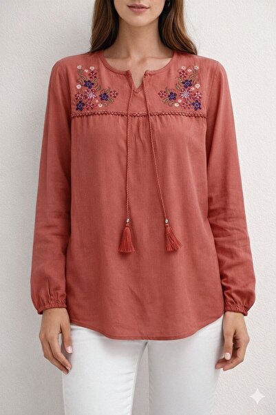 LİFERA Embroidered Shile Cloth Blouse