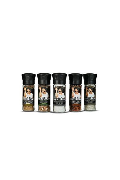 Saltbae 5’li Değirmenli Deniz Tuzu Seti – Aromalı & Klasik
