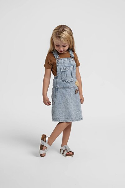Escabel Girl's Teddy Bear Print Salopet 1-5 Years Blue
