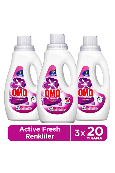 Omo Active Fresh Cold Power Renkliler Sıvı Deterjan 1000 ml x3