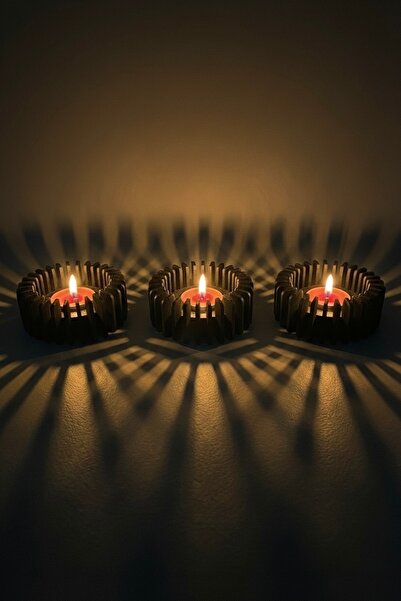 3D Modern Dekoratif Mumluk 3’lü Set (Mum Hediyeli) – Şık Masa & Salon Dekoru