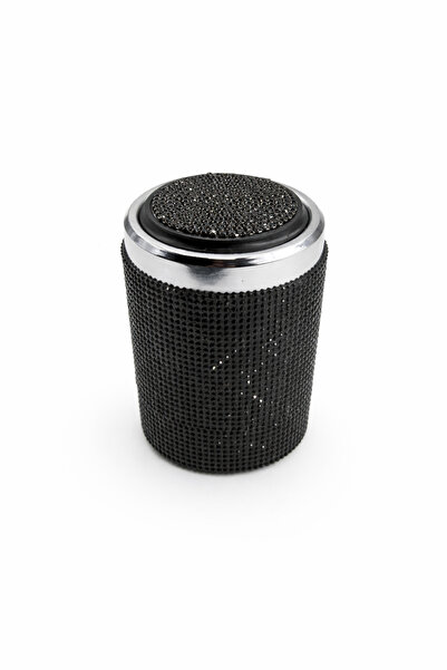 EFEAKS Premium Siyah Kristal Taşlı Araç Küllüğü Metal İç Hazneli Mavi LED Kil...