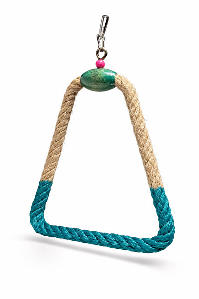 Papağanhane Büyük Boy Mavi Halat Muhabbet Kuşu Salıncağı Ahşap Boncuklu Kafes...