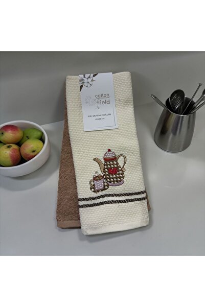 COTTON FİELD 100% Cotton Pieces of Embroidered Colorful 2-Piece Kitchen Towels