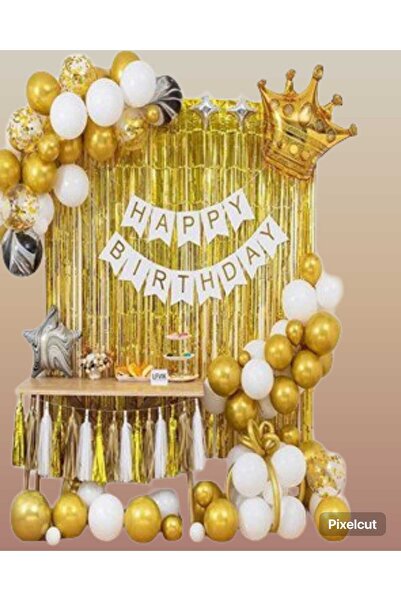 Mehca yetişkin gold beyaz arka fonlu doğum günü konsepti