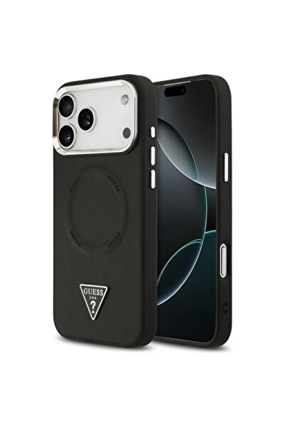 Guess Husă pentru iPhone 17 Pro, Husă rigidă cu logo triunghiular MagSafe, Ne...