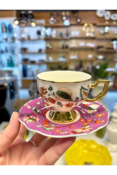 Kosova EVAN LİLA ÇİÇEKLİ TEK KİŞİLİK TÜRK KAHVESİ FİNCANI