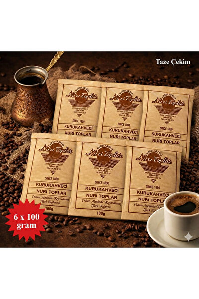 Nuri Toplar Kurukahveci Odun Ateşinde Kavrulmuş Geleneksel Türk Kahvesi 6 x 1...