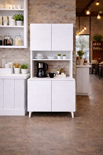 ADIM EBATLAMA Yeni Nesil Çok Amaçlı Dolap 4 Kapaklı Kiler Mutfak Dolabı - Kah...