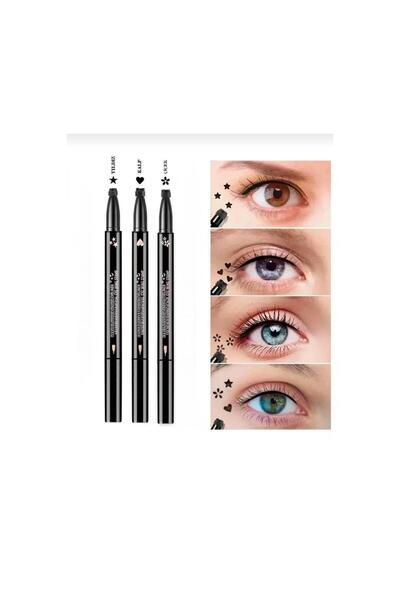 3B Trend Set of 3 Double-Ended Flower, Star, and Heart Patterned Pen Eyeliners