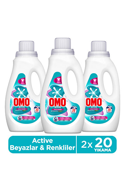 Omo Active Fresh Cold Power Renkliler Sıvı Deterjan 1000 ml x3