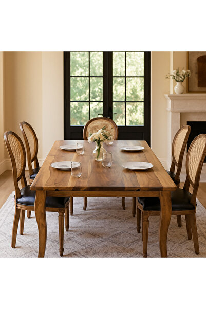 vornom Lükens Ayaklı El Yapımı Ceviz Yemek Masası - Oturma Odası / Yemek Odas...