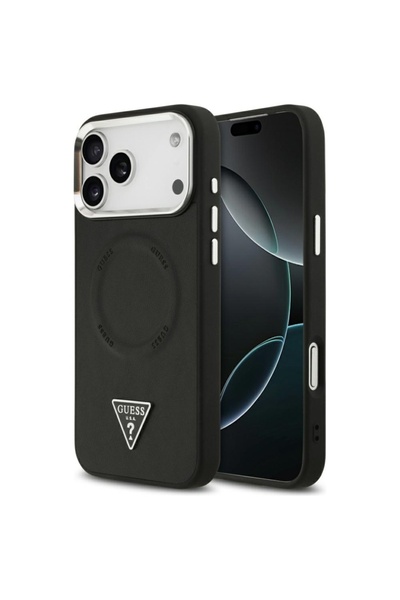 Guess Husă pentru iPhone 17 Pro Max, Husă rigidă cu logo triunghiular MagSafe...