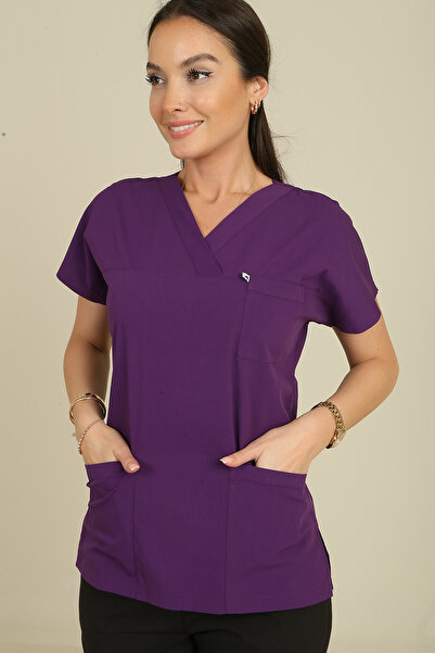 DENİZ İŞ سترة ياراساكول قماش قابل للتمدد سينجل توب للنساء - أرجواني