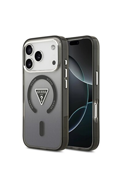 Guess Carcasă pentru iPhone 17 Pro, IML Gradient Triangle Logo MagSafe, Negru