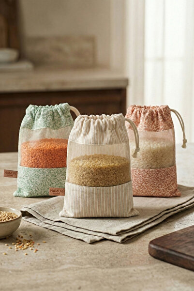 HAMUR Set of 3 Mesh Dry Food Storage Bags 18X20 Kitchen Grain Bag Pouch 101 S...