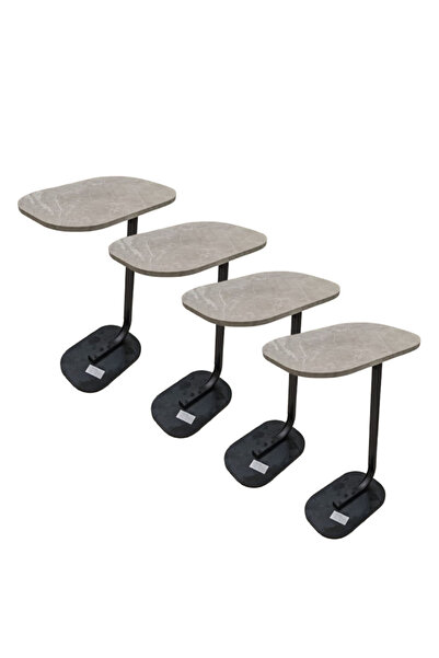 TREND WILL 4-piece set - Modern coffee table | C-shaped side table with woode...