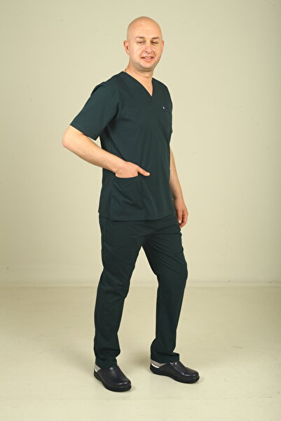 DENİZ İŞ طقم ياراساكول ليندا سكرابس للرجال - أخضر بترولي