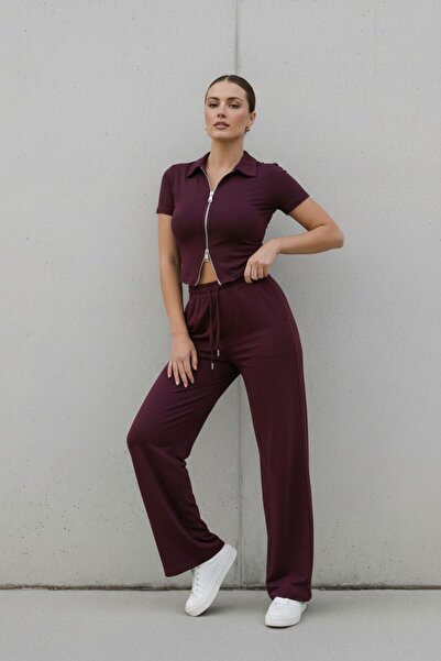 royal prime Women's Double Zipper Short Sleeve Modal Two-Piece Set