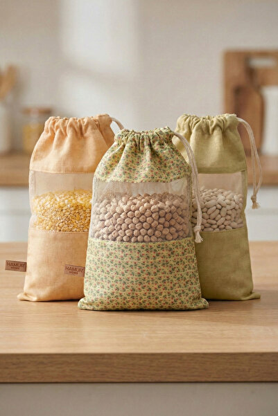 HAMUR Set of 3 Mesh Dry Food Storage Bags 20X28 Kitchen Grains Pouch Pouch 10...