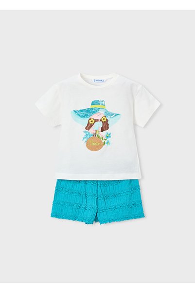 MAYORAL Girl's Ruffle Shorts and Printed T-Shirts Set 3231